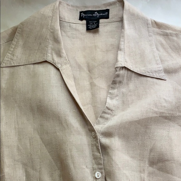 Neutral Linen Button Down - Picture 3 of 8